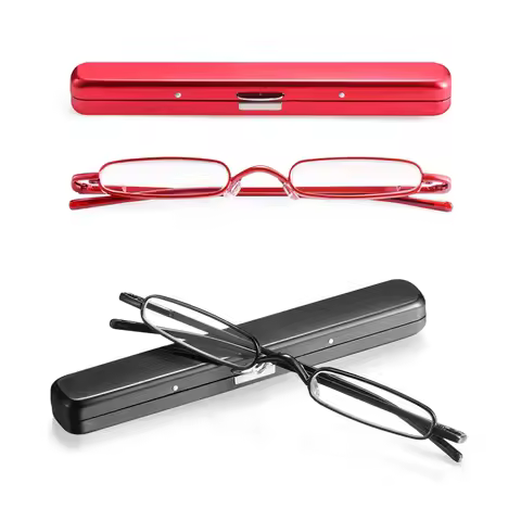 Elegant Reading Glasses Metal Frame Ultra-thin Men Women Reading Glasses Portable Mini Reading Presbyopia Eyeglasses with Box