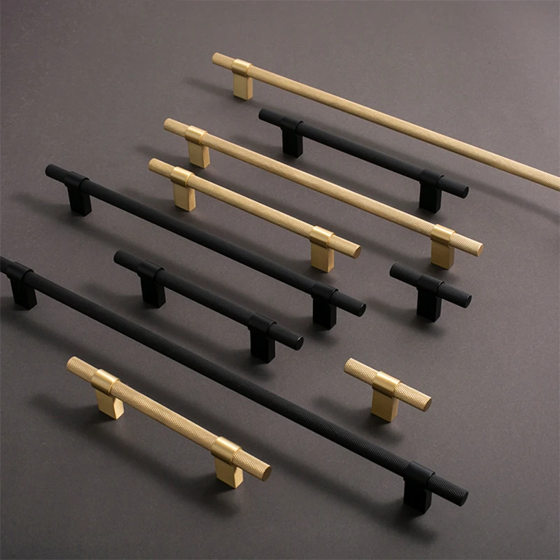 TONA Knurled Solid Brass Furniture Handle/Knobs Cabinet Pull Kitchen Cupboard Drawer Pulls Black Home Decor Door Pull Handle