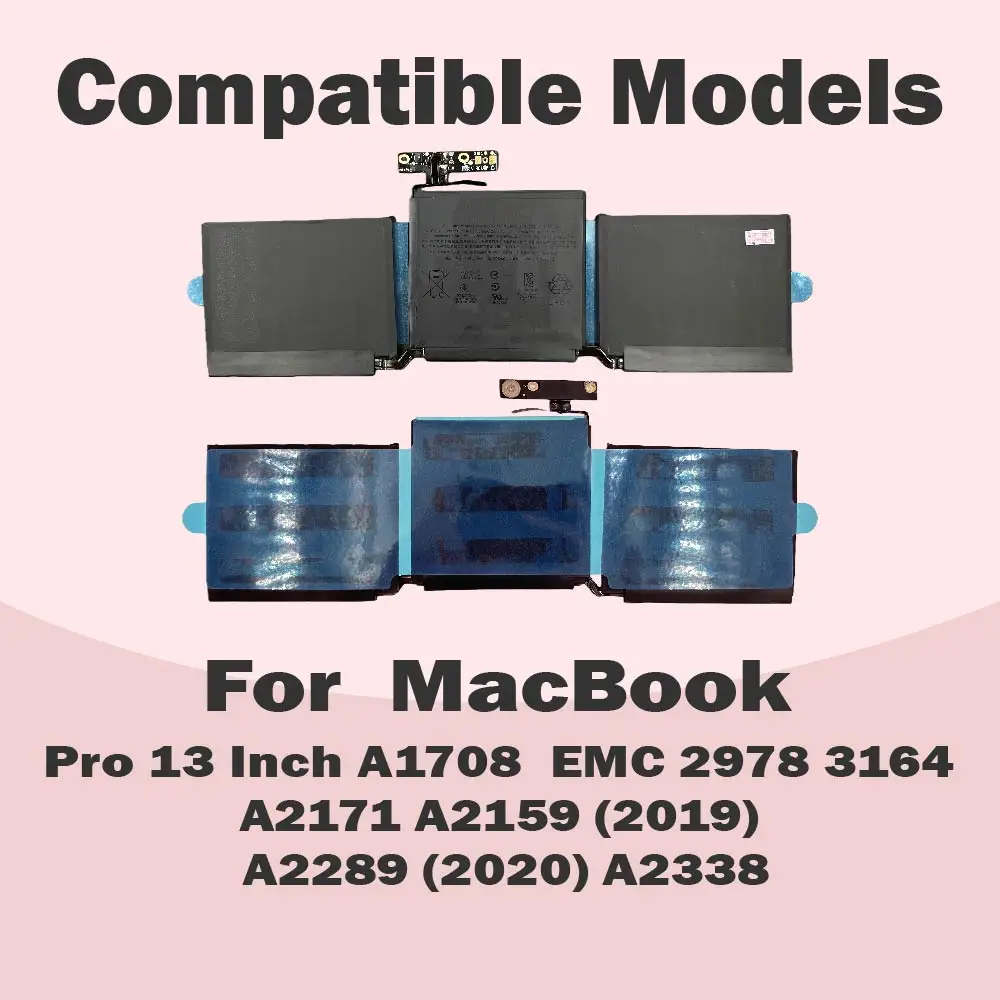 A1713 A1708 Battery Replacement for Macbook Pro 13inch A1708 Late 2016-Mid 2017 EMC 2978 EMC3164 MPXQ2xx/A MLL42xx/A Free Tools