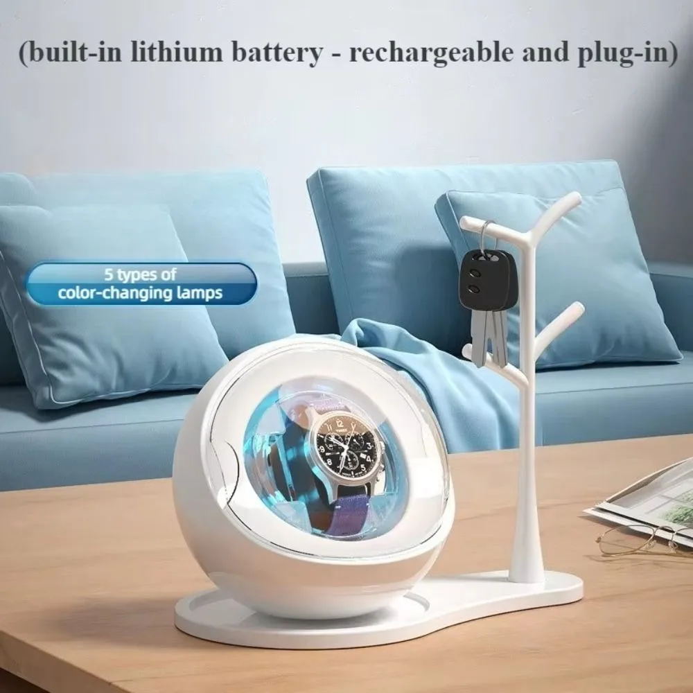 Dual-use for Charging and Plugging Watch Winder Silent Motor 5 Color Changing Ambient Lights Automatic Watch Winder Storage