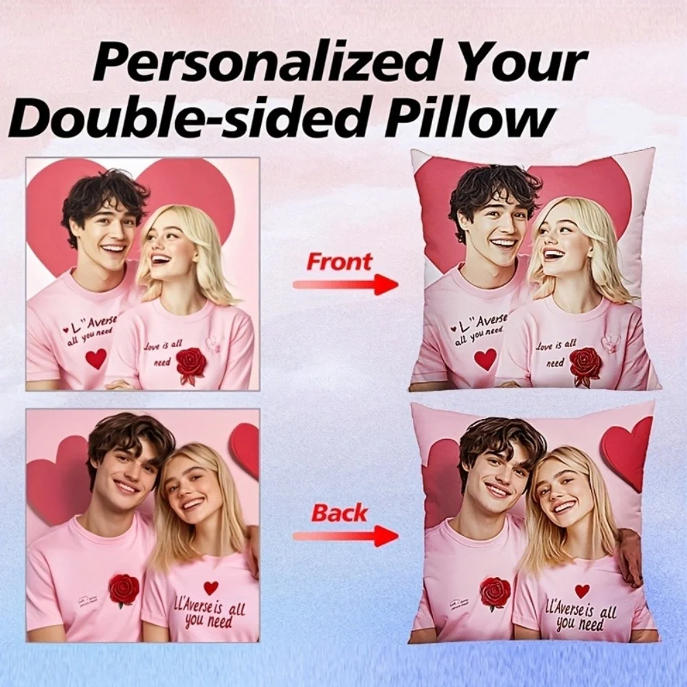 1Pc Personalized Custom Photo Throw Pillow, Double-Sided Different Printed Design, Soft Plush Cushion with Insert, Perfect Gift