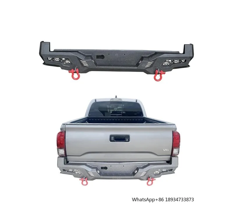 Musixia Black Steel Rear Bumper With Tow Hook C4 For Toyota Tacoma 2016-2023 Pickup 4x4 Auto Accessories Rear Bumper Bar