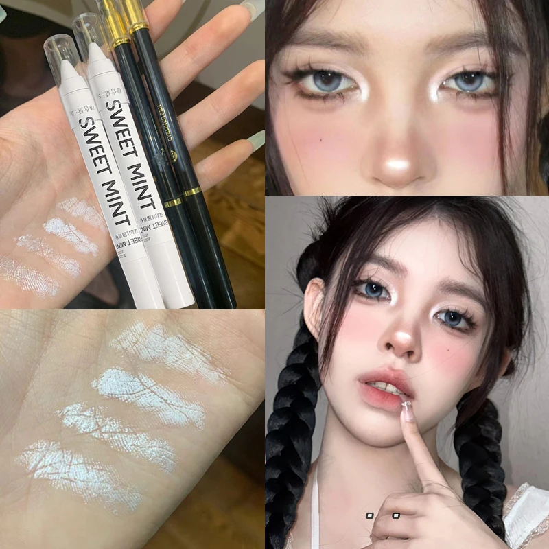 Diamante Deitado Silkworm Pen, Glitter Highlighter, Olhos Canto Clareamento, à prova d'água Pearl Eyeliner, Quick-Dry Eye Maquiagem