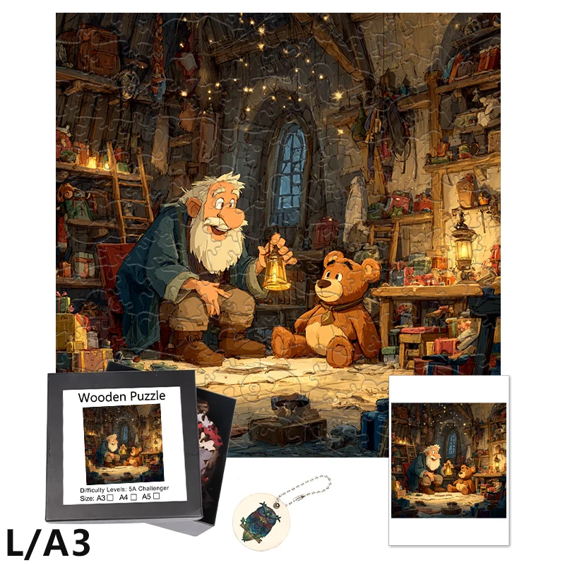 

Деревянный пазл «Старый и Медведь», развлечения для вечеринок и игрушка для снятия стресса。