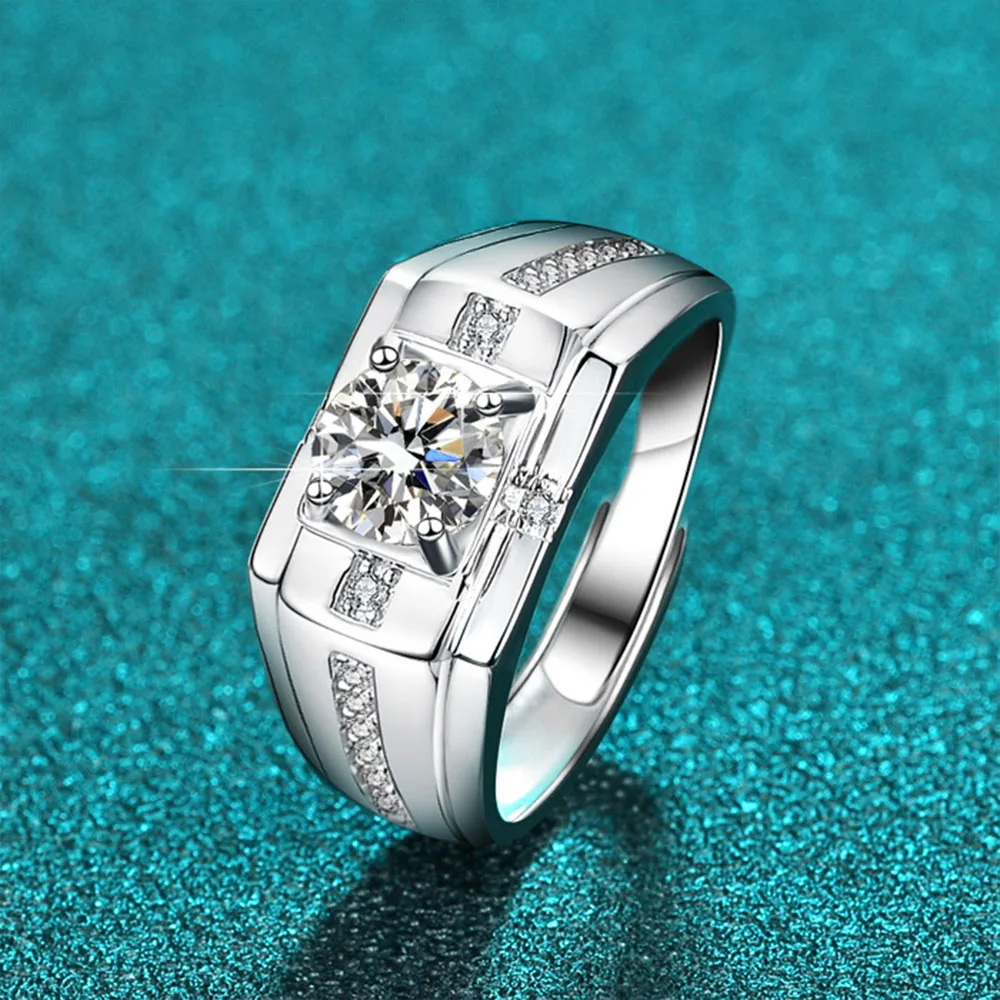 1-2ct D Color Moissanite Ring 925 Sterling Sliver Solid 18k White Gold Eternity Band Wedding Engagement Rings For Women