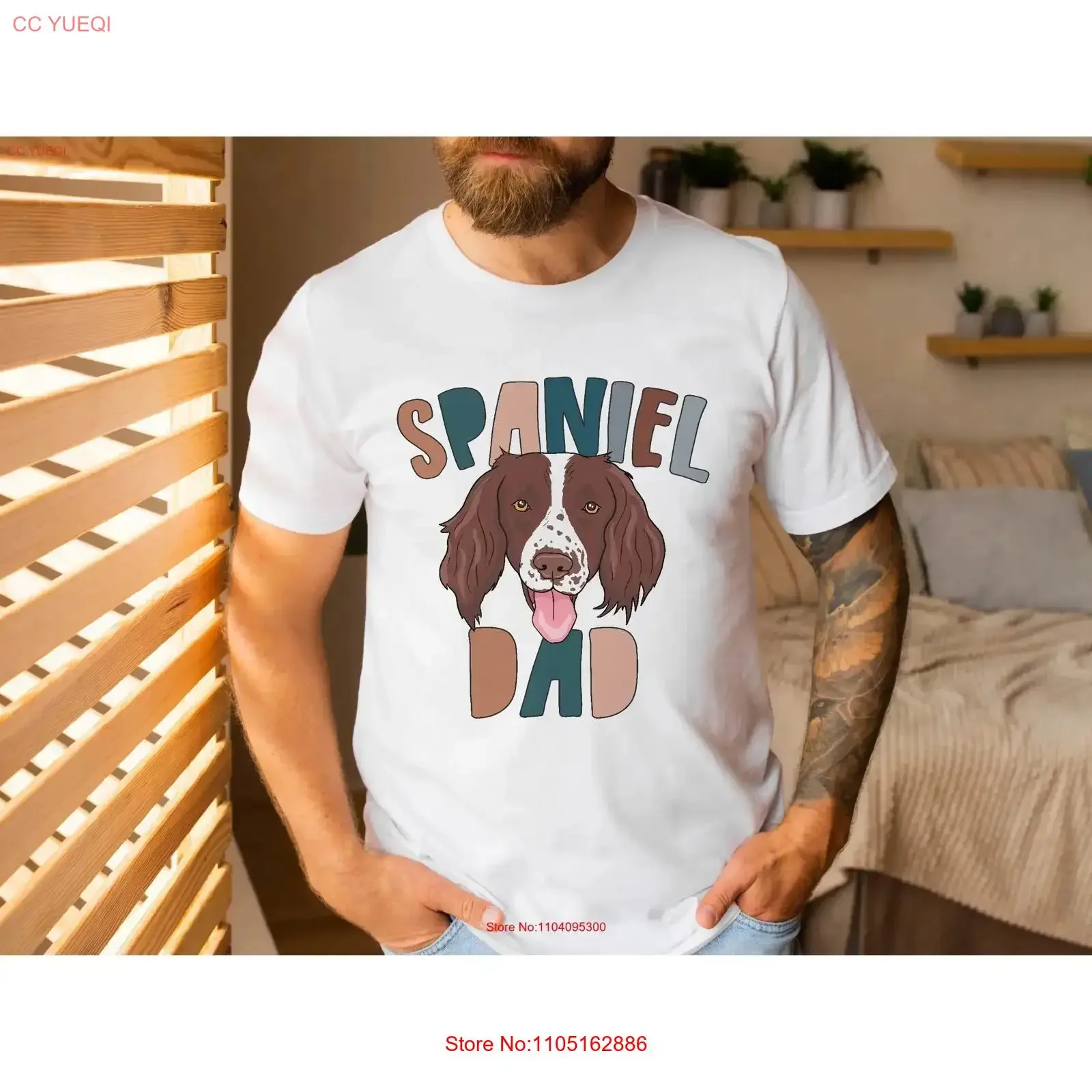 Spaniel Dad T Shirt Brown and White Springer for Dog Owner Husband vintage Washed Top For Everyday Wear designer clothes Casual