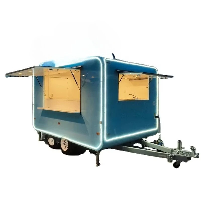 Customized Dual Axle Street Food Trailer Towable Mobile Food Cart Hot Dog Fries Fast Food Trailer For Street Vendor