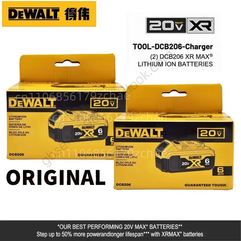 

DeWALT 100% Original Battery 20V/60V 6Ah 9Ah MAX FlexVolt for DCB606 DCB205 DCB206 DCB209 DCB182 Power Tool with Charger