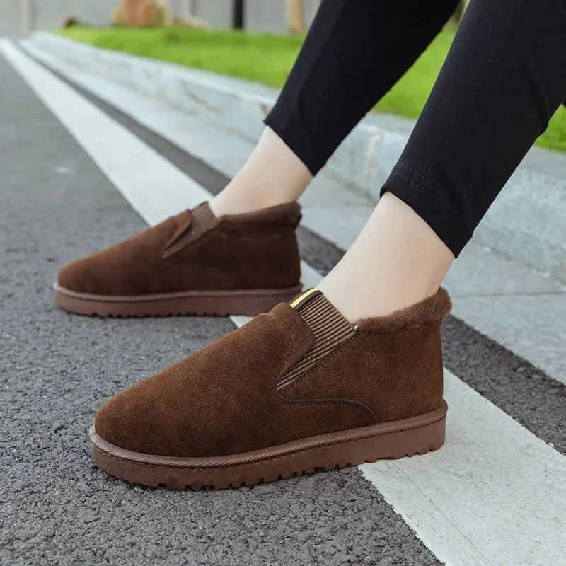 Female Winter 2024 New Low-help Slip-on Feet Casual Comfortable Round Head Flat Women's Cotton Boots