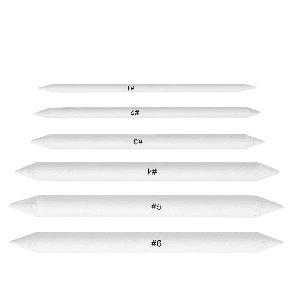 

6pcs Sketch Paper Eraser Beginner Sketching Pencils Blending Sticks for Drawing Artists Portable Art Supplies White Highlight