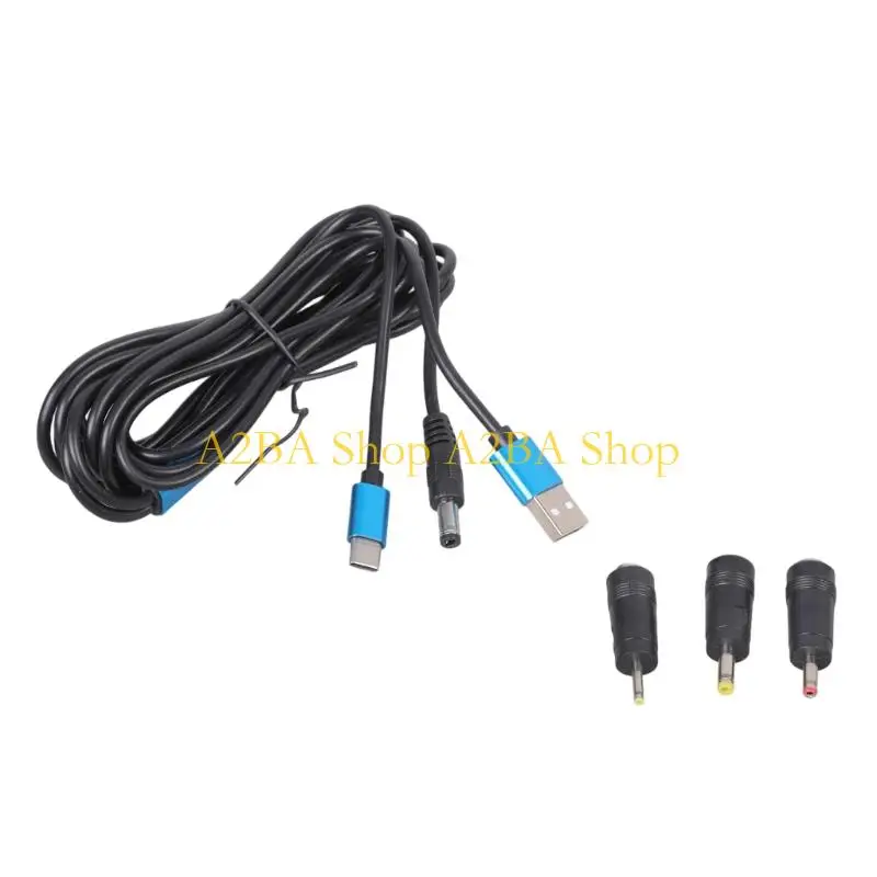 A2BA 5V Charging Cable USB To Type C And 5.5x2.5mm Connectors Includes 3 Converters