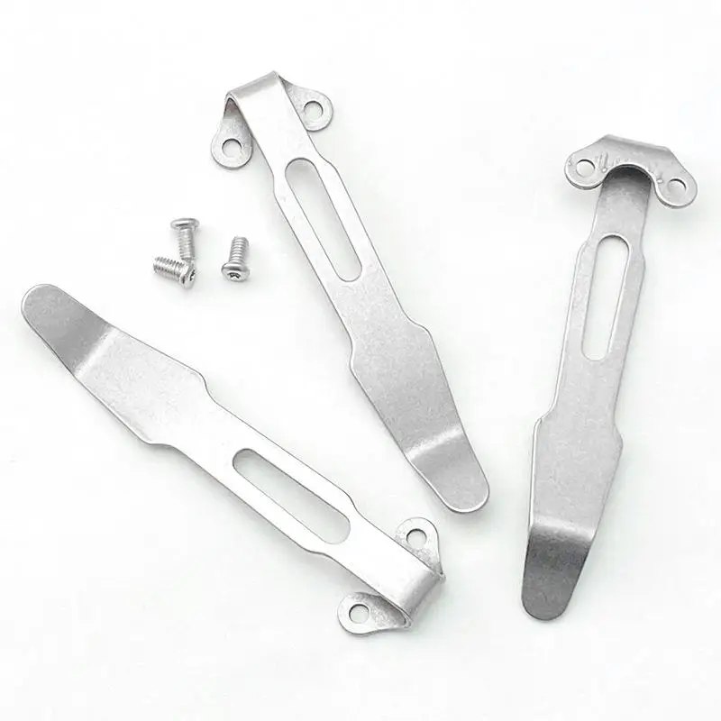 1Pcs Tool DIY Accessories Fold Knife Holder Stainless Steel Back Clip Pocket Holder Knife Clip Outdoor Accessories with 3 screws