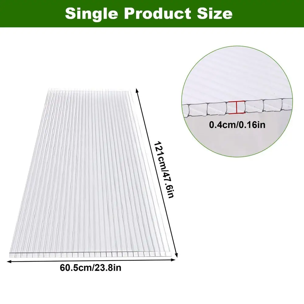 Панели для теплиц из поликарбоната с двумя стенками, 2 x 4 фута, набор из 14 водонепроницаемых защитных чехлов от ультрафиолета, открытый сад