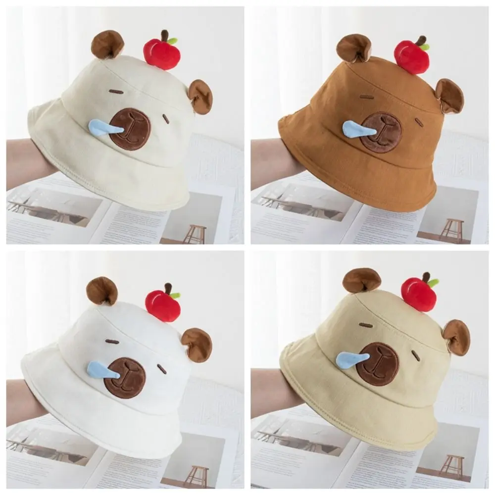 

New Breathable Capybara Fisherman Hat Leisure Cartoon Basin Hat Sunshade Short Eave Bucket Hat Outdoor
