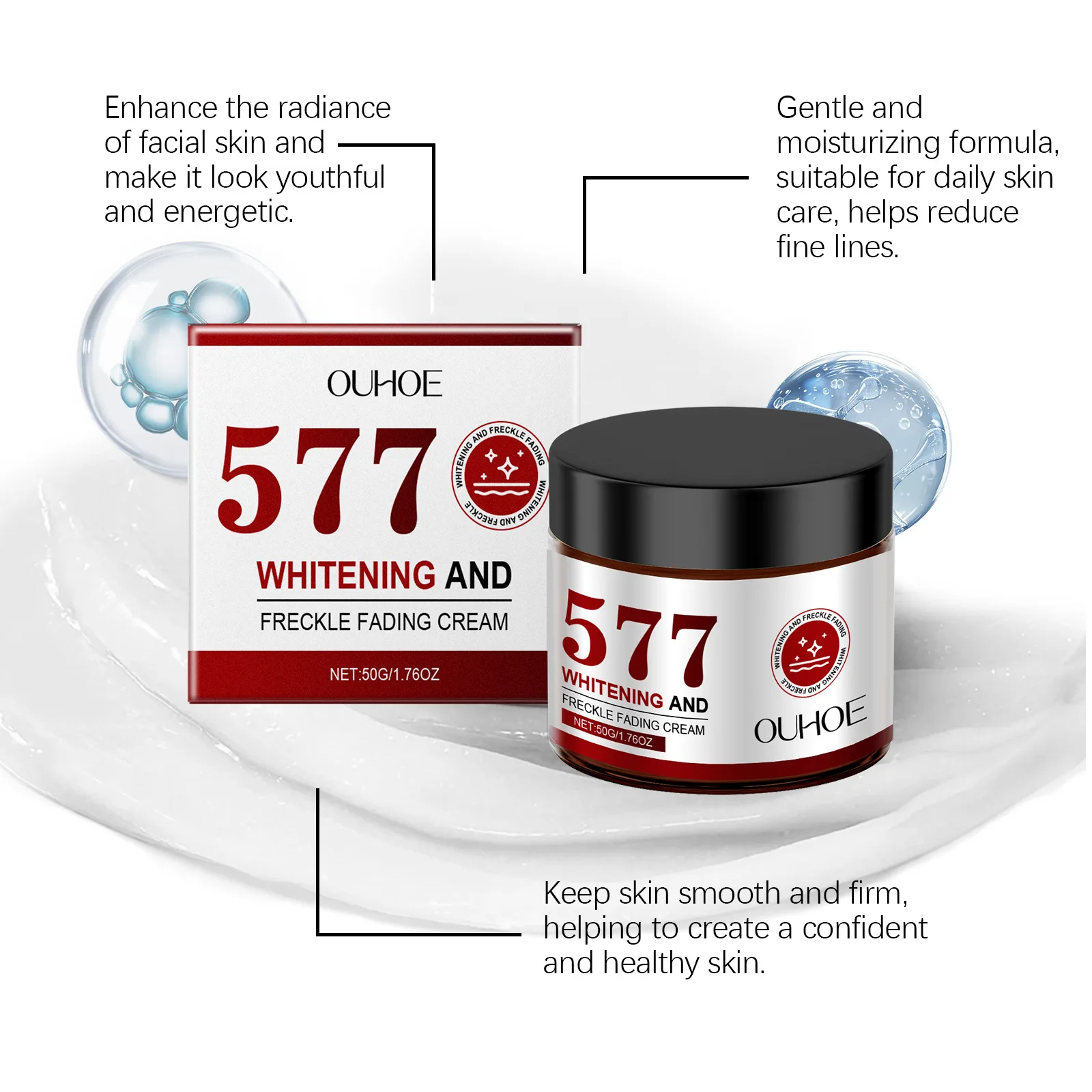Freckle Fading Cream Whitening Dark Spots Removal Pigmentation Reducing Anti Aging Smoothing Fine Lines Brightening Facial Cream