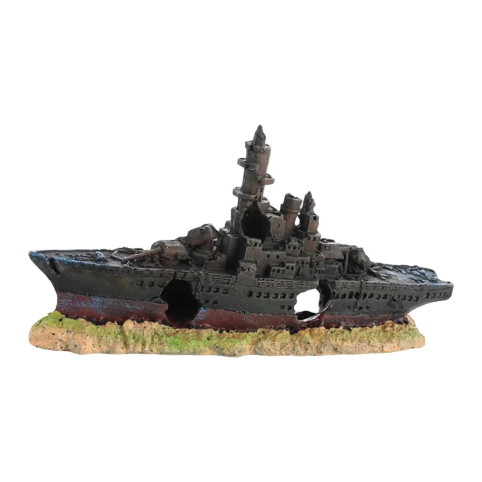 Resin Shipwreck Aquarium Hideout for Aquarium Decoration Betta Hideaway Toy for Marine Aquariums and Fish