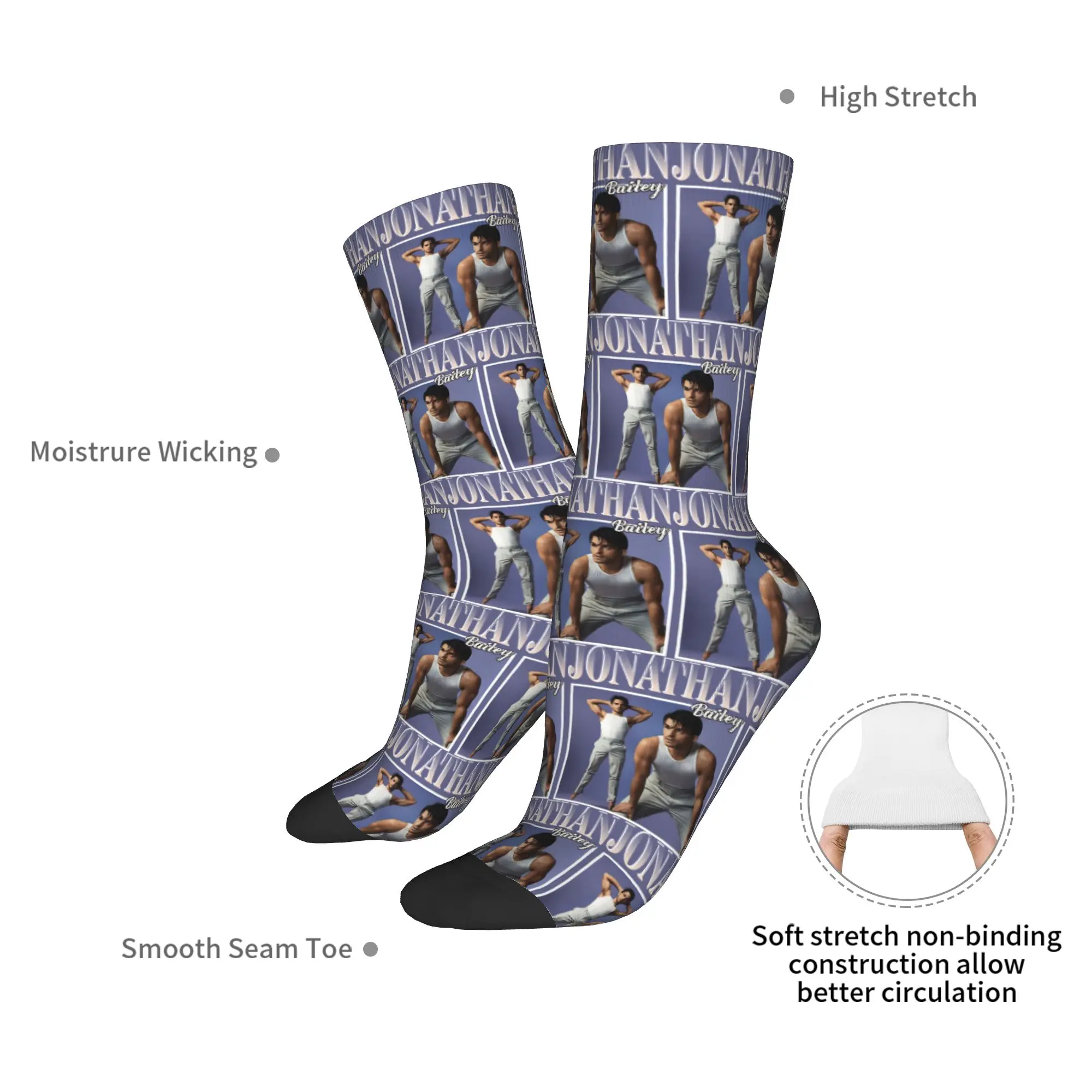 Mode Herensokken Harajuku Jonathan Bailey Pop Acteur Sok Polyester Grafisch Dameskousen Lente Zomer Herfst Winter