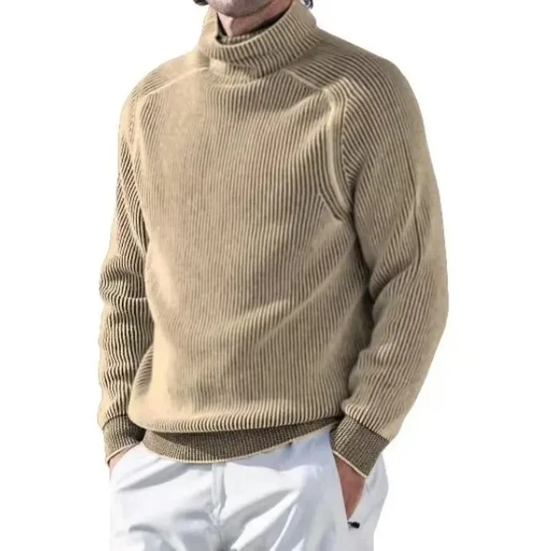 

Pop European And American Men's Large - Size Knitted Sweaters For Autumn And Winter, High - Collar Warm Bottoming Shirts (or Top