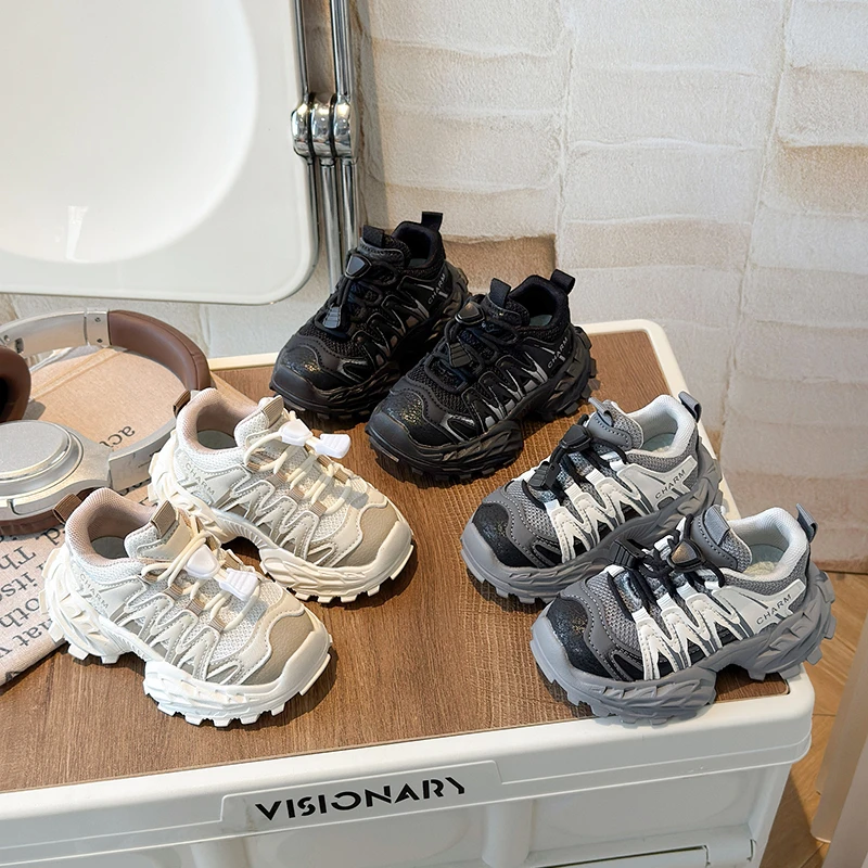 

Детские спортивные кроссовки из сетки, дышащие, с толстой мягкой подошвой, удобные, новинка 2026 года, для мальчиков и девочек, повседневные, модные