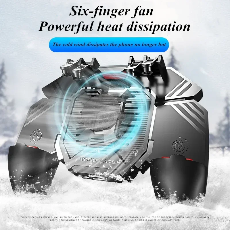 

AK77 Six Fingers Gamepad with Heat Dissipation for PUBG Game Controller Joysticks Mobile Phone Gaming Trigger for IPhone Android