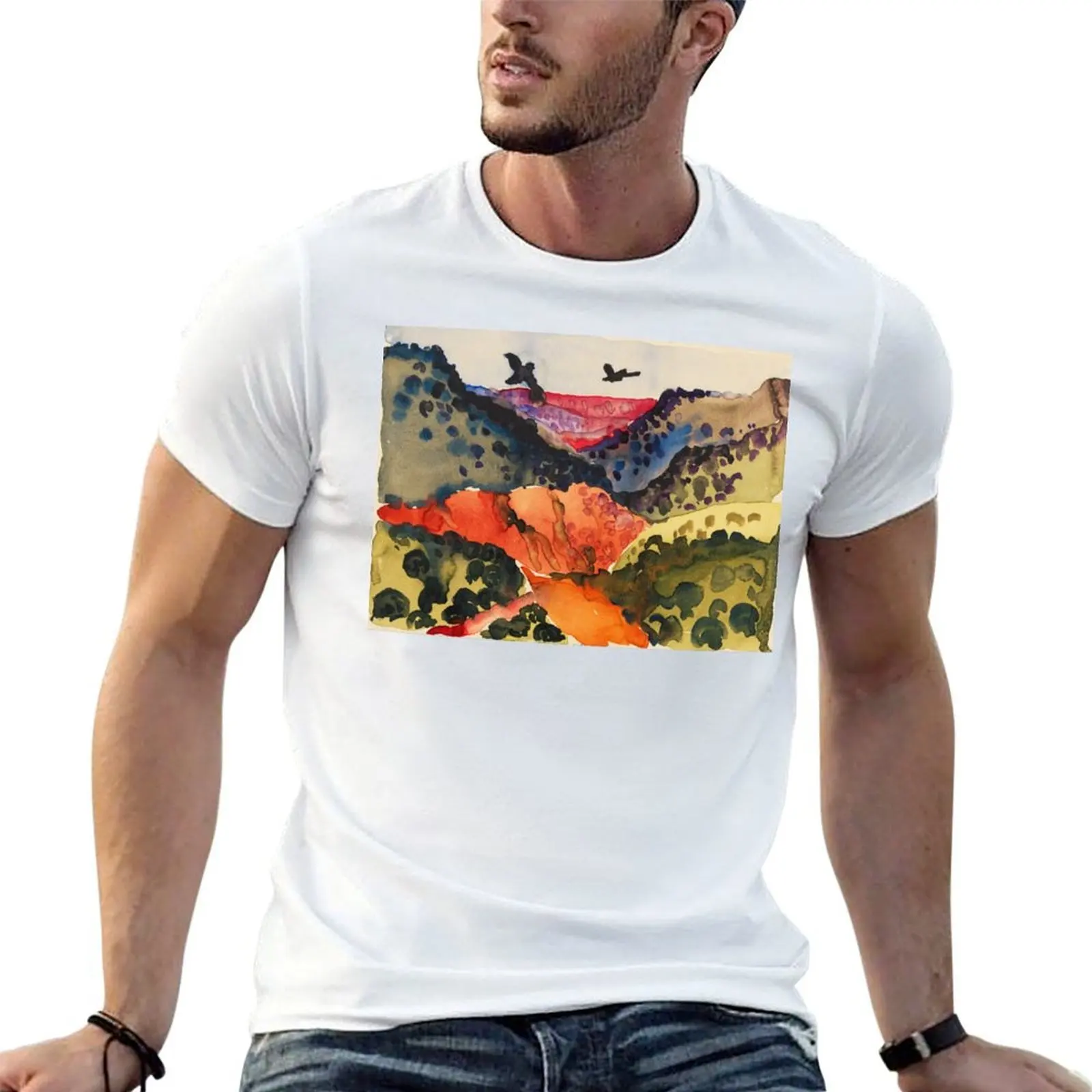 

Georgia O'Keeffe, Canyon with Crows T-Shirt t shirts for man slim fit men t shirt cotton 100% t shirt man casual T-shirt