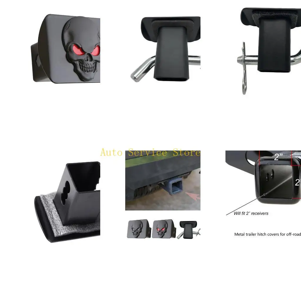 462A Metal Hitch Cover Universal Trailer Anti Theft Hitch Cover Easy Installation Trailer Accessories Fits 2in Receivers