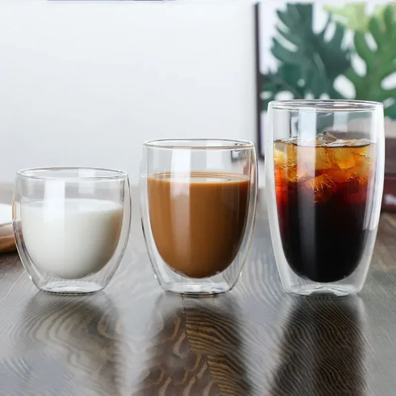 Heat Resistant Double Wall Glass Cup 250/350/450 Ml Beer Coffee Water Cups Transparent Cup Wholesale Drink Glass Set