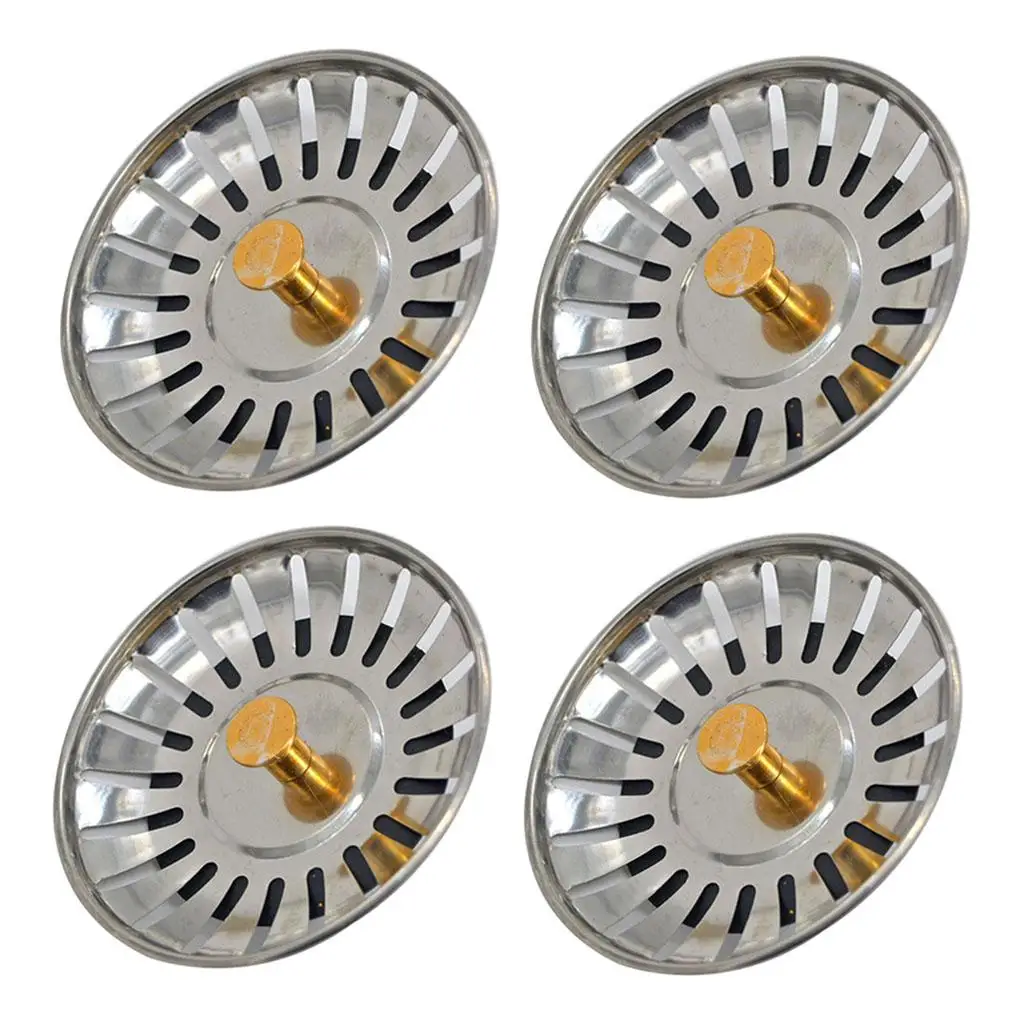 4x Kitchen Sink Strainer Anti-Clogging Stainless Steel Sink Disposal Stopper