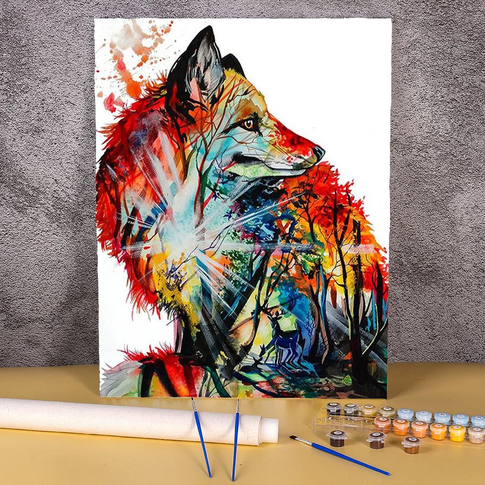 

Modern Painting By Numbers For Adults Handpainted Painting Animal Fox On Canvas Paintings Number DIY Gift Wall Art Pintura