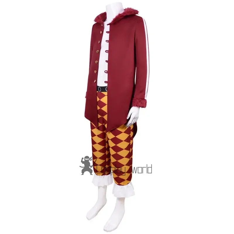 Bartolomeo cosplay jaquetas anime cosplay traje homem vermelho trench calças halloween festa de natal conjunto uniforme