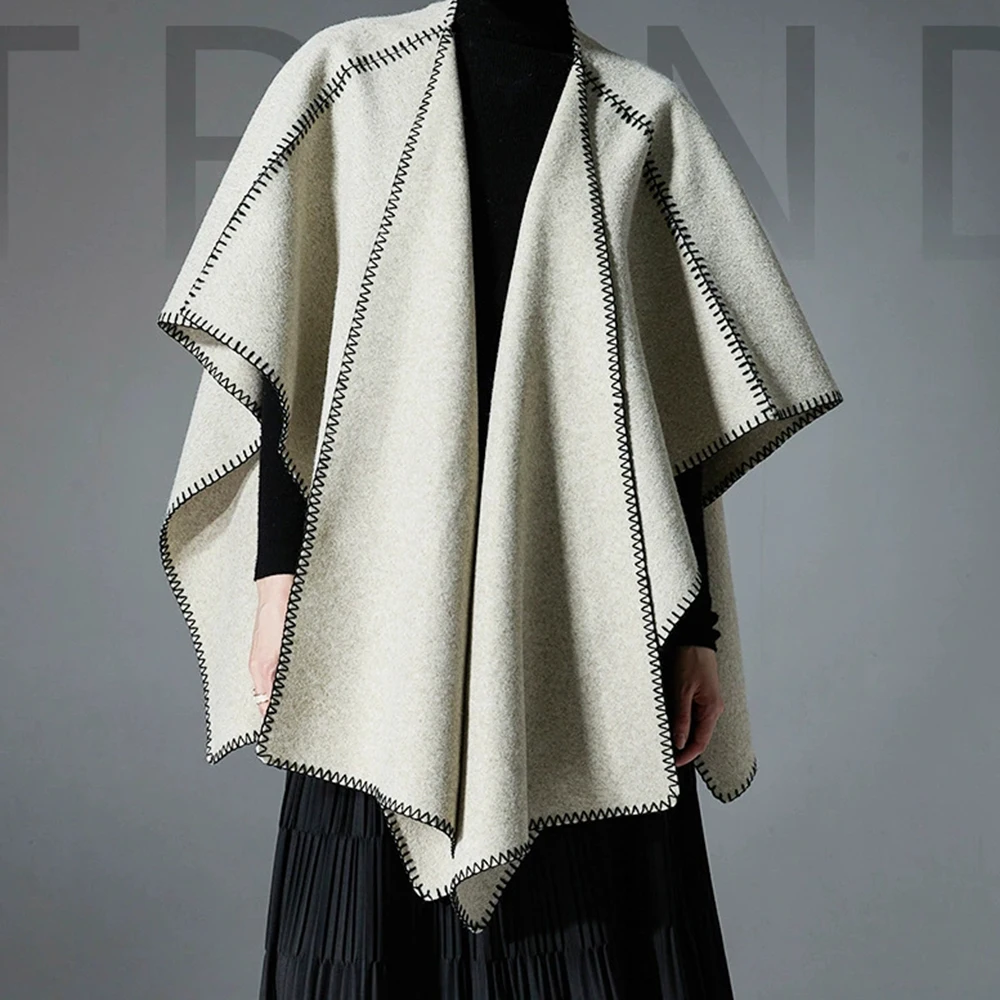 

Mid-to-high-end European and American autumn and winter 2025 new double-sided wool lock-edge solid color shawl-GZXX716