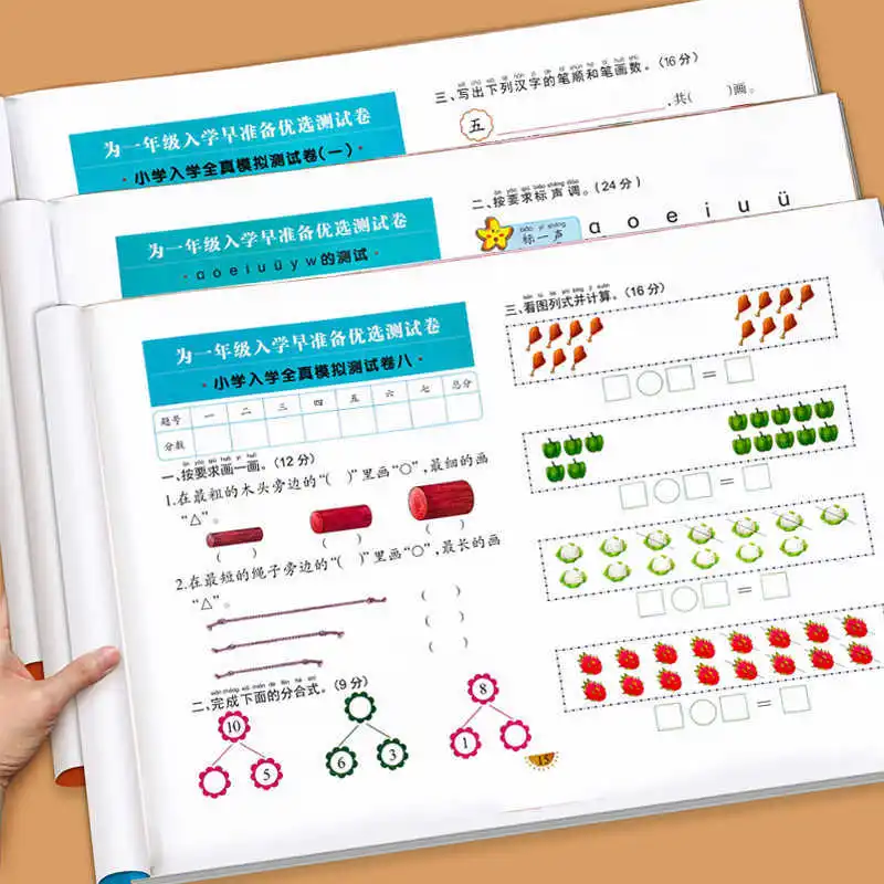 Early Childhood Transition Test Paper, Daily Practice for Preschool Class, Chinese, Pinyin, and Mathematical Thinking Exercises