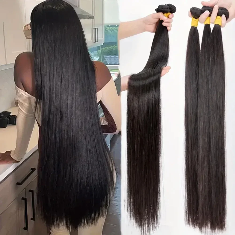 

Mongolian Straight Remy Hair Weave Bundles Natural Black 1/3/4 pcs Human Hair Bundles Raw Hair On Sale For Black Women