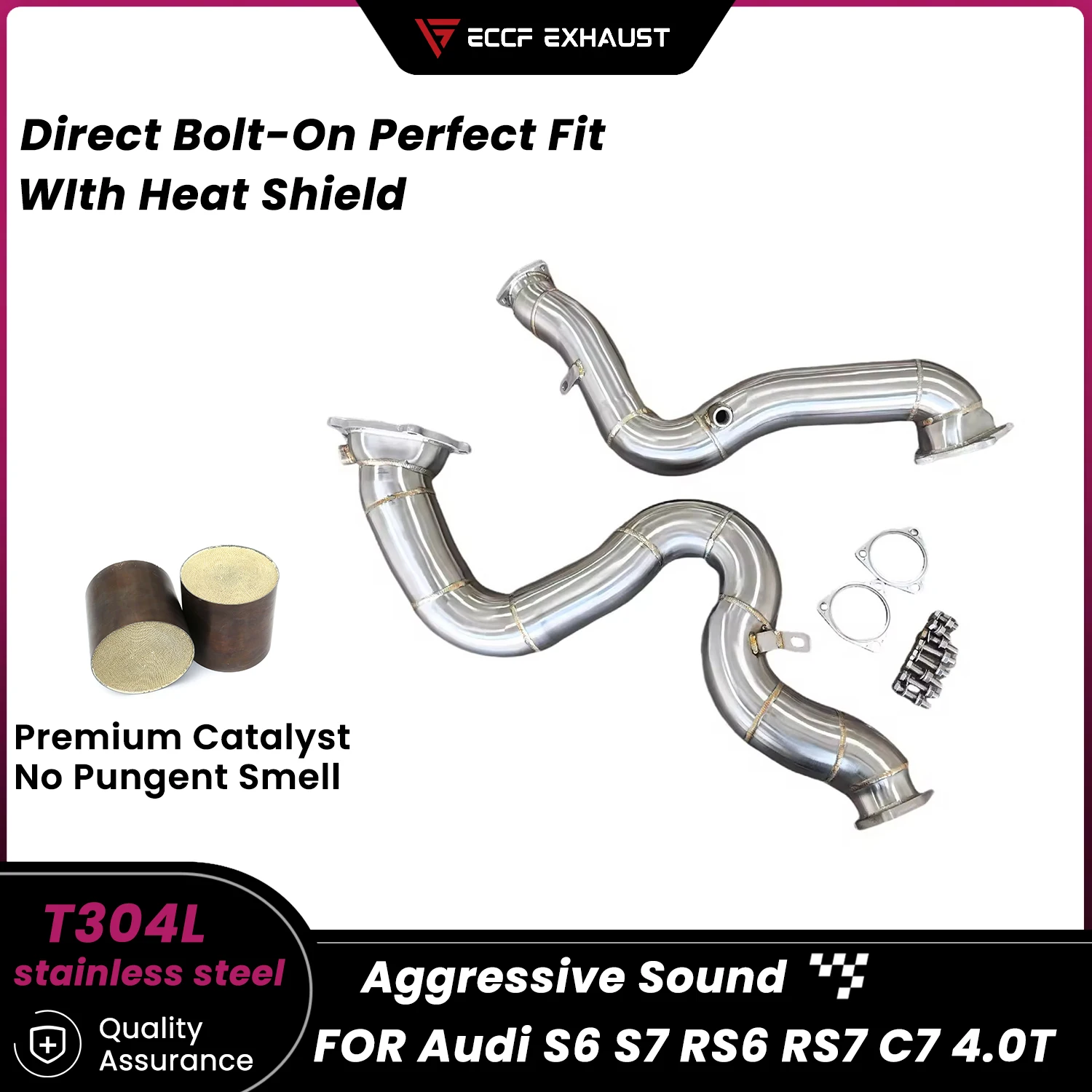 

Sports Downpipe For Audi S6 S7 RS6 RS7 C7 4.0T Aggressive Exhaust Sound High Flow Performance Upgrade Easy Installation