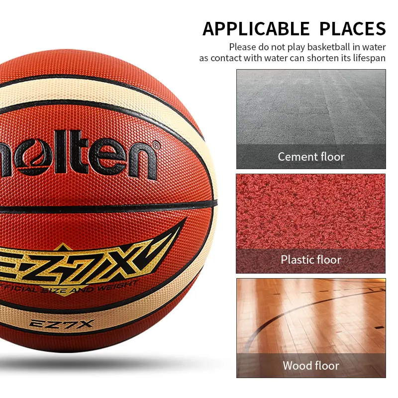 Molten-Ballon de basket-ball pour hommes et femmes, certification officielle, matériau PU, compétition, extérieur, intérieur, haute qualité, taille 7, 6/5