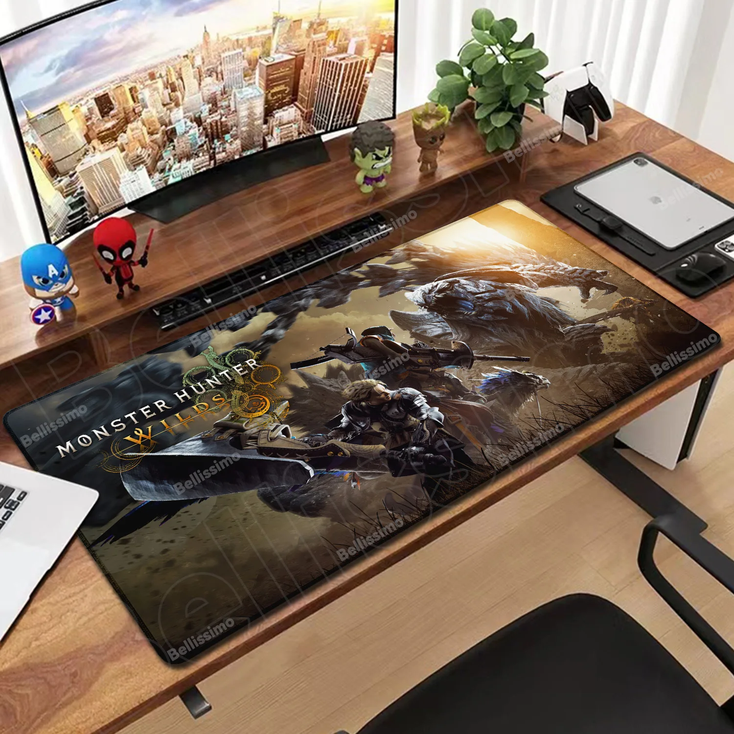 

Коврик для мыши Game Monster Hunter Wilds Stitch Edge из натурального каучука, коврик для клавиатуры, офисный коврик для стола, компьютерные игровые аксессуары, коврик для мыши