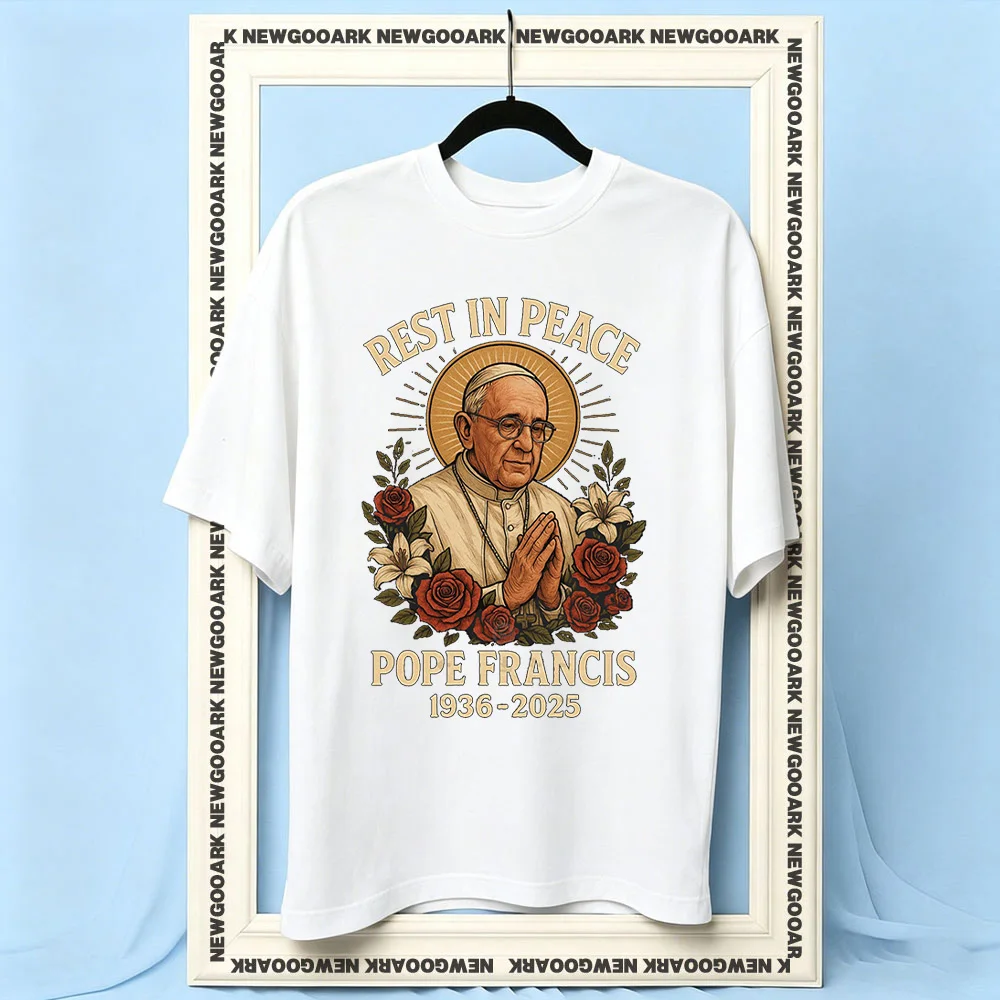 Camiseta RIP Pope Francis 1936-2025 para mujer y hombre, camisetas informales de algodón con estampado, camiseta de verano con cuello redondo para adultos, tendencia