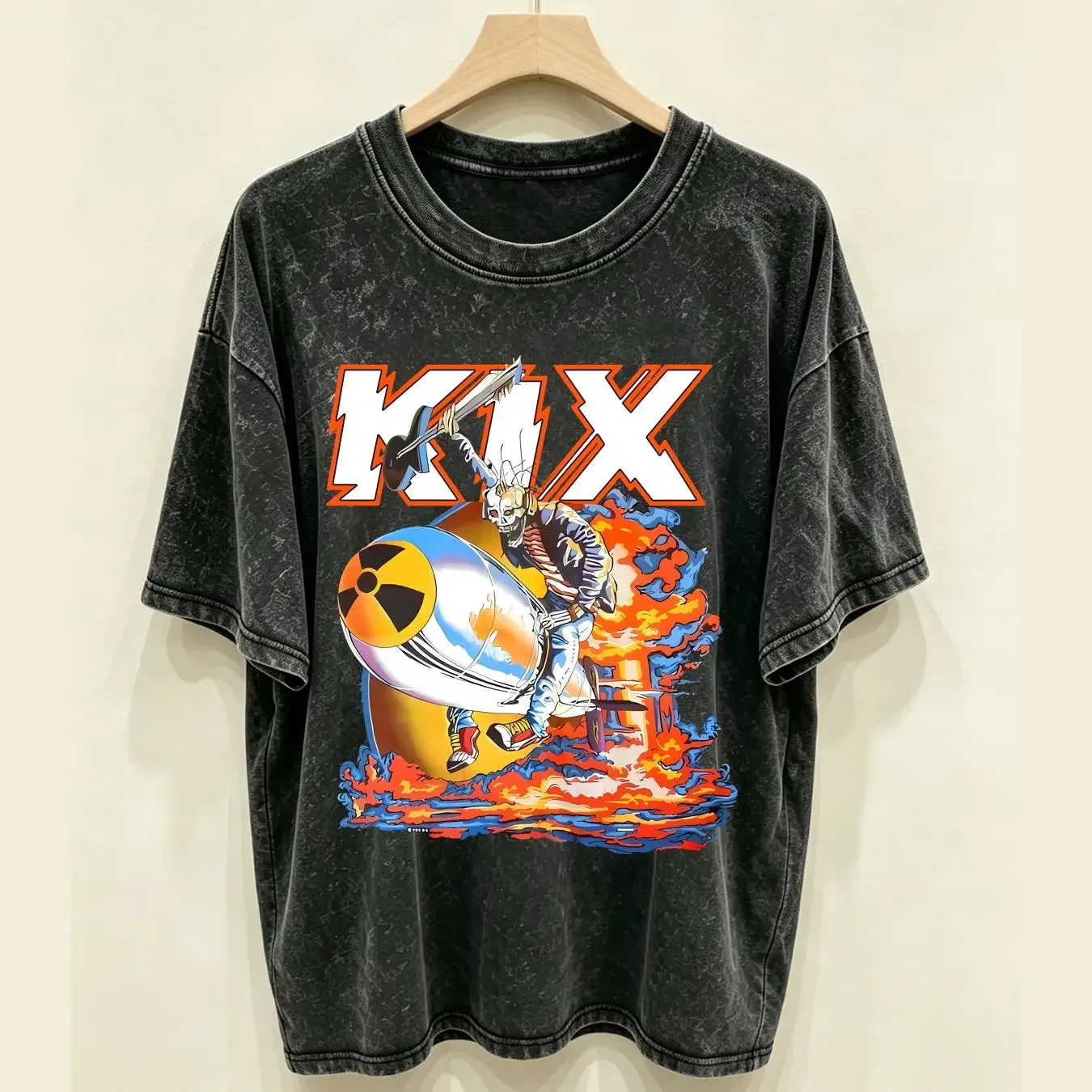 washed T Shirt New Kix Band Midnite Dynamite Vintage 1989 S 5XL 1LU473 long or short sleeves vintage Washed Slightly Stylish