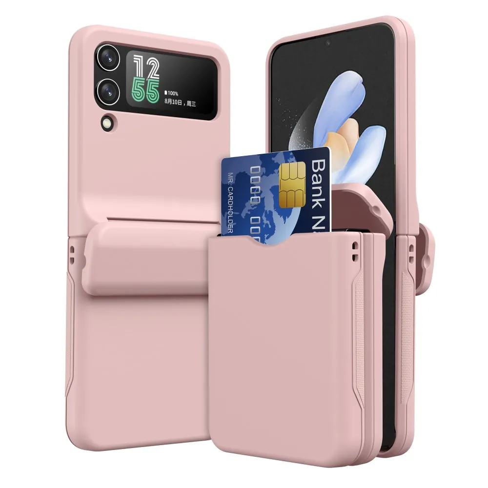 For Samsung Galaxy Z Flip 3 4 Case Matte Skin-Friendly Card Pocket Hinge All-inclusive Folding Shockproof Hard Cover Accessories