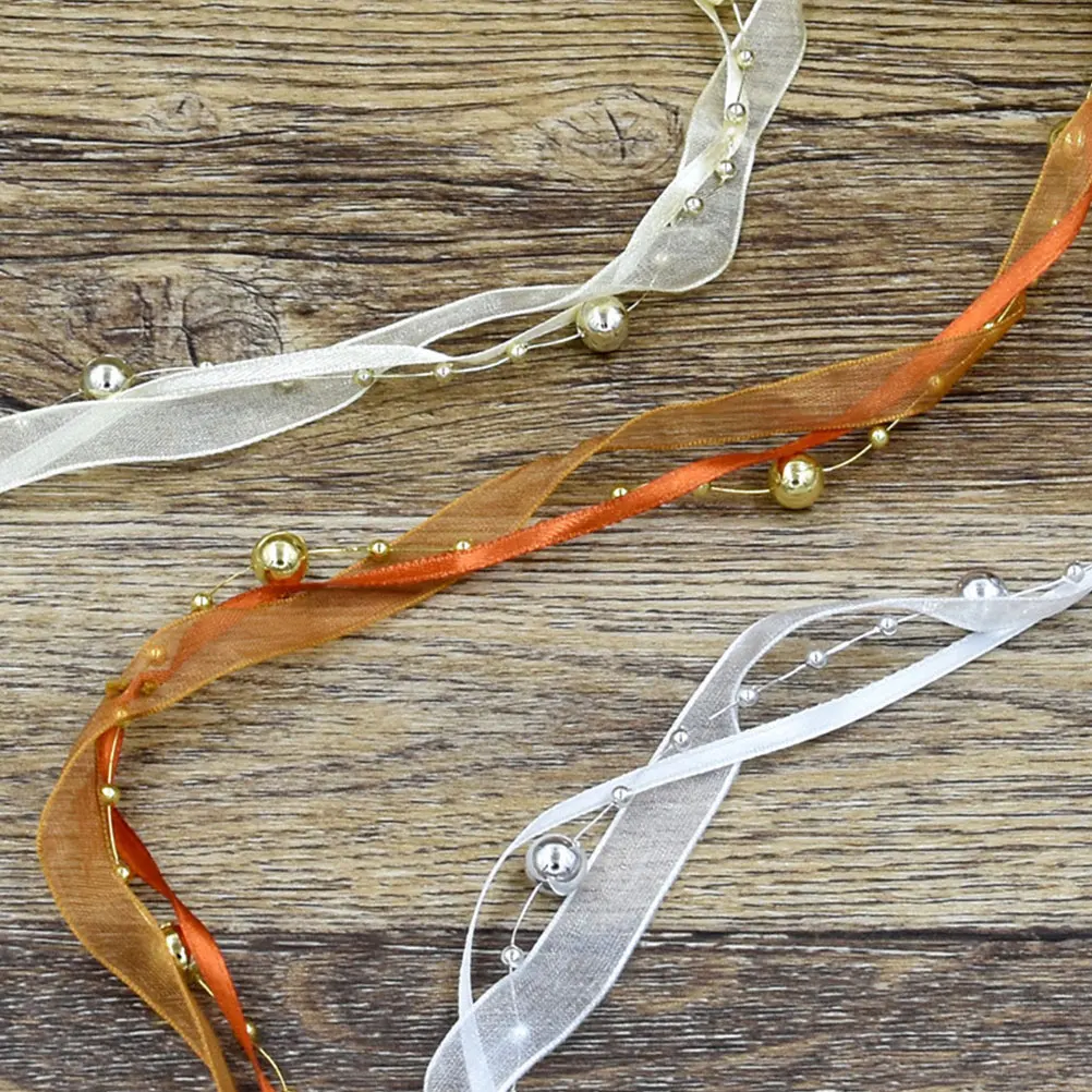 

Golden Beaded Ribbon Lace Elastic Ribbons for Ties Decoration Gift Packing Christmas
