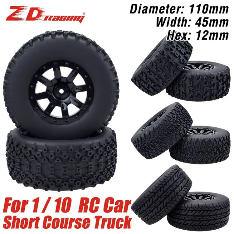 ZD Racing 110mm RC Wheels and Tires 12mm Hex For 1/10 RC Car Short-course Truck Desert Truck Redcat HSP Traxxas Slash HPI