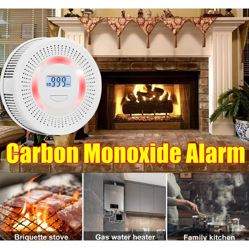 Alarma de monóxido de carbono CO 2 en 1, Sensor Detector de humo, protección de seguridad, alarma de sonido de Gas para el hogar