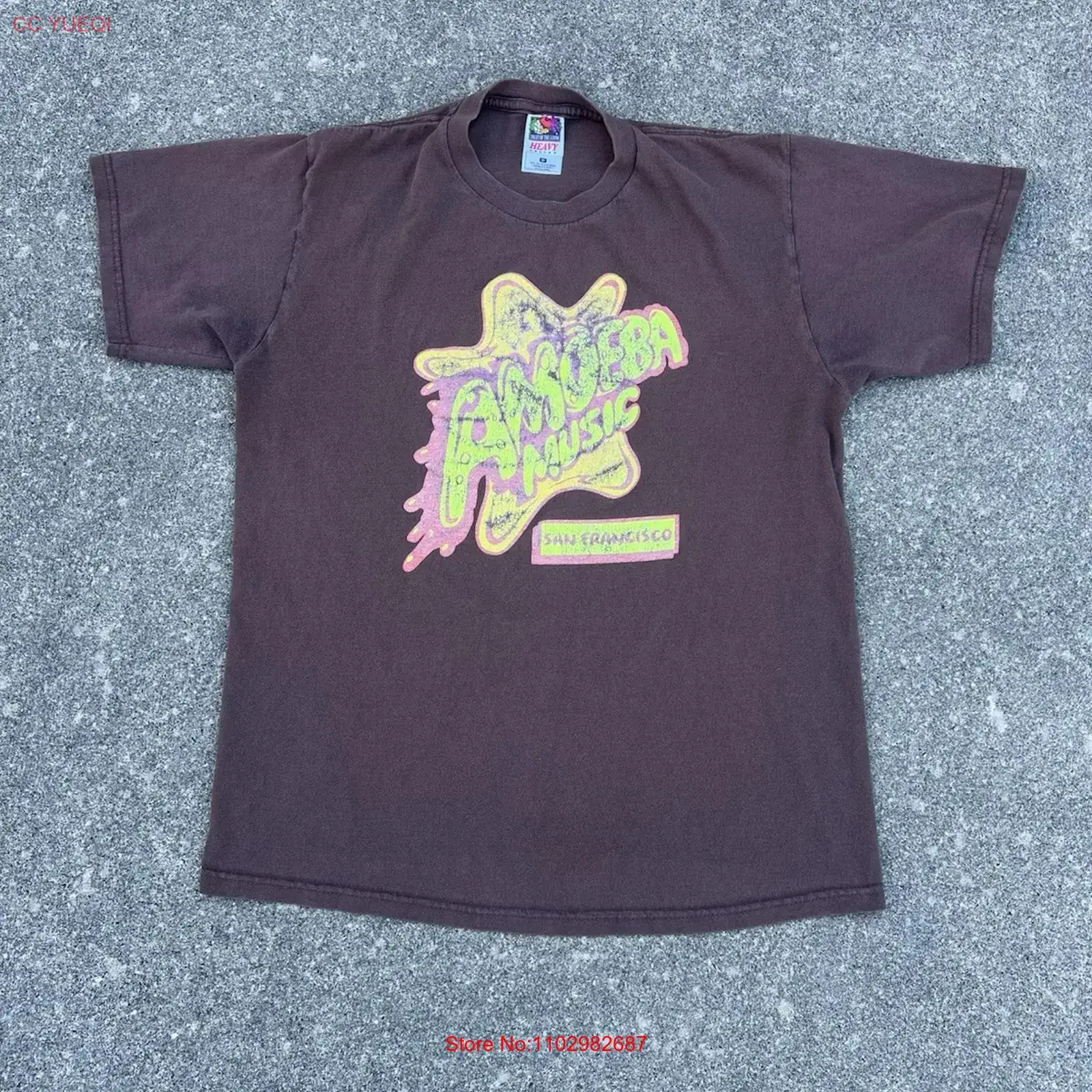 Camiseta Promocional Vintage Desbotada Anos 90/2000s Amoeba Music Records San Francisco CA Tamanho M - Roupa de Grife Lavada e Estilosa