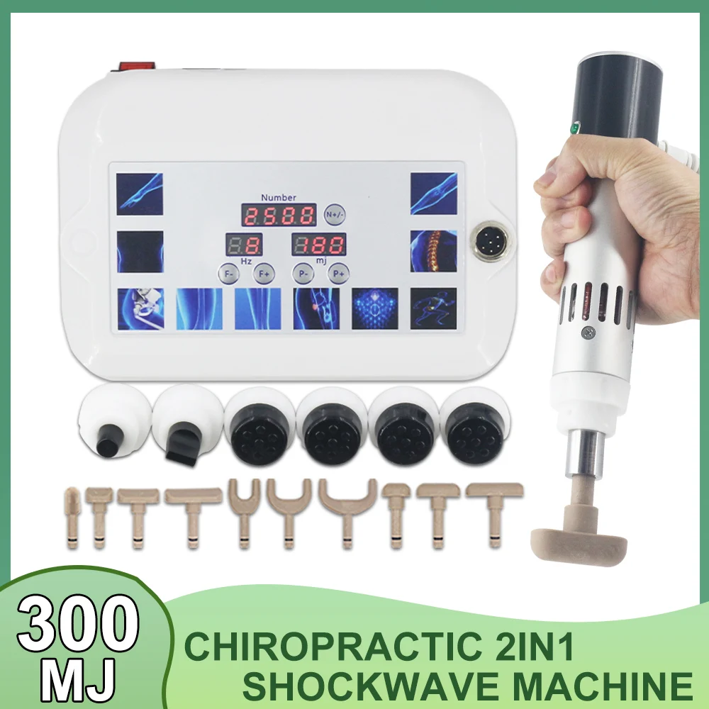

300mj Shockwave Therapy Machine 2 in 1 Electric Chiropractic Correction Gun Pain Relief Shoulder Spine Adjusting Massage