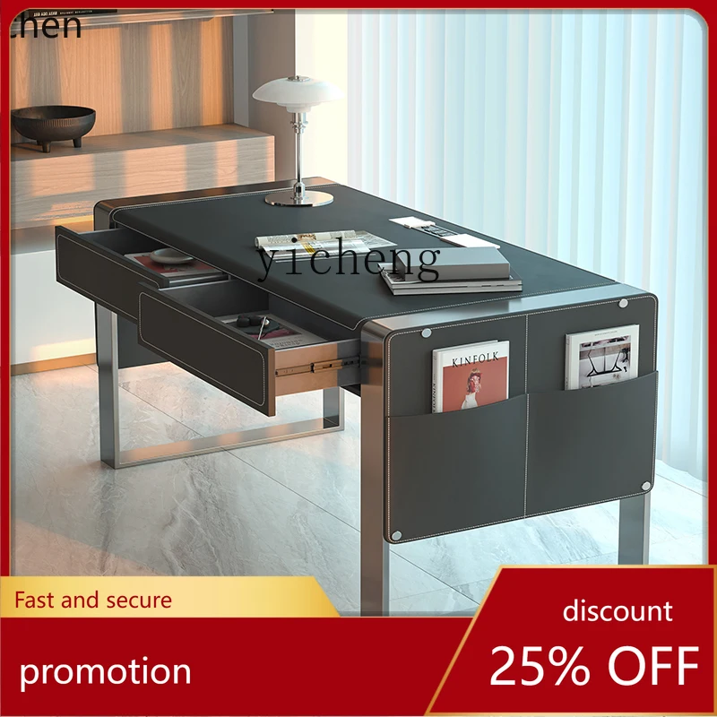 

ZMLminimalist light luxury saddle leather desk home high-end workbench bedroom study office computer desk