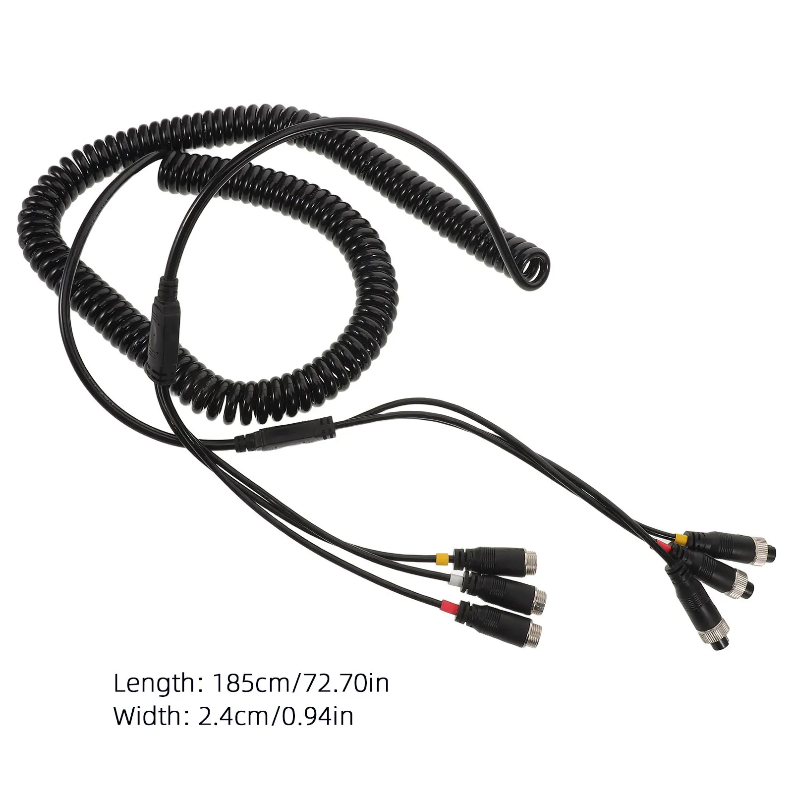Three-to-Three Spring Telescopic Rearview Camera Extension Cord Heavy Duty Dvr Security Cable Reverse Camera Wire Trailer Pickup