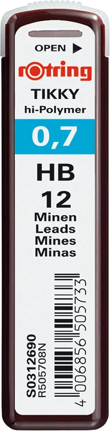 

Грифели для механического карандаша HB 0,7 мм, 12 штук в упаковке, для плавного письма и точного рисования