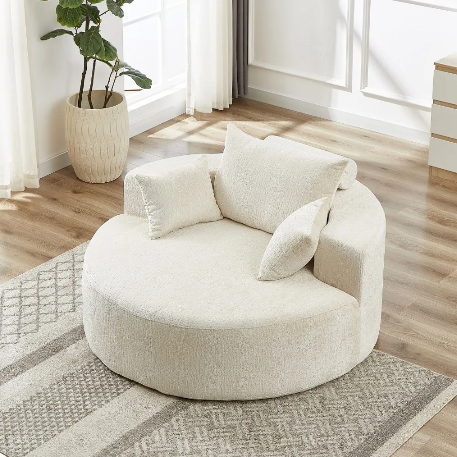 

55'L Chenille Sponge single sofa No Assembly Required Fluffy Modern Sleeper Chair for Living room Bedroom Lounge and Projection