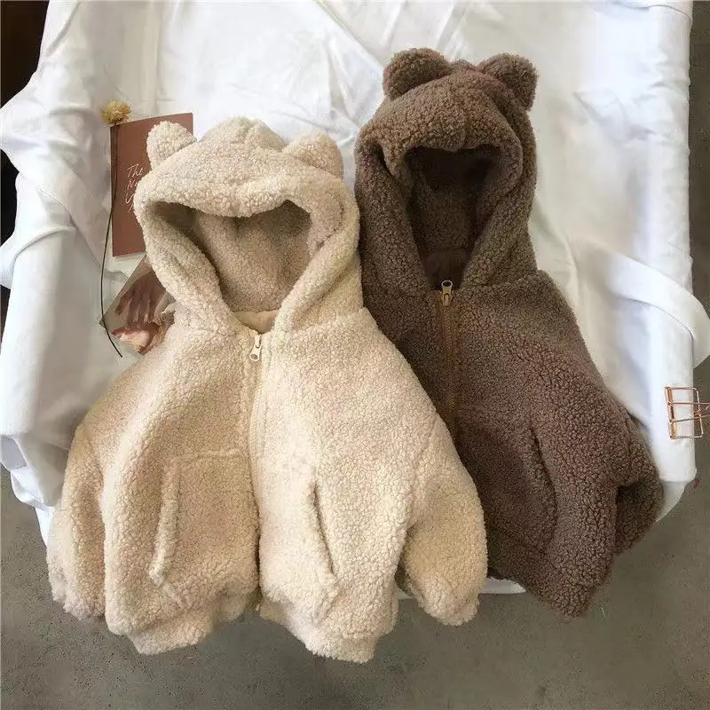 Cappotti per bambini da uomo e da donna 2022 autunno inverno nuovo colore solido lana di agnello addensato caldo versione coreana cappotto con