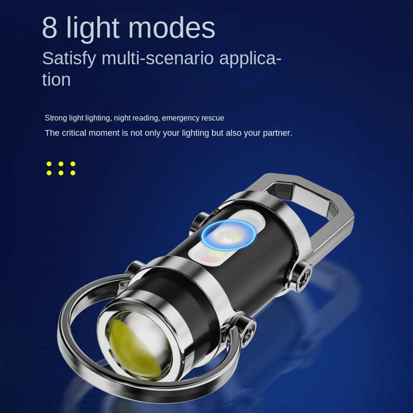 キーチェーン懐中電灯-led-8-モード明るい充電式トーチギア防水小型キーホルダー懐中電灯ウォーキングキャンプ夜用